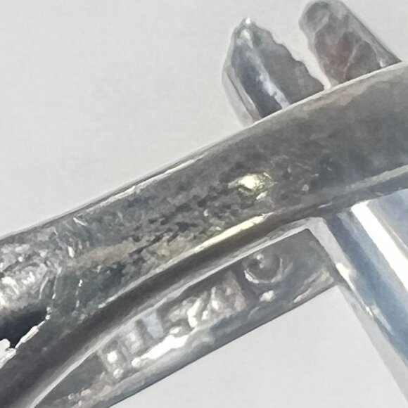 Vtg Black Onyx Marcasite Statement Ring 925 Thailand Silver Size 6.75 Wavy .75" - Picture 10 of 13